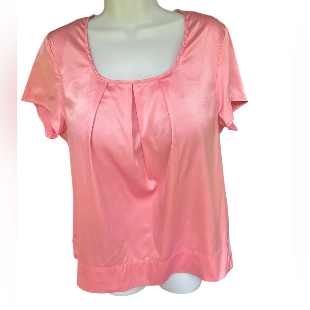 True Vintage 80s Kasper Pink Satin Blouse L 16